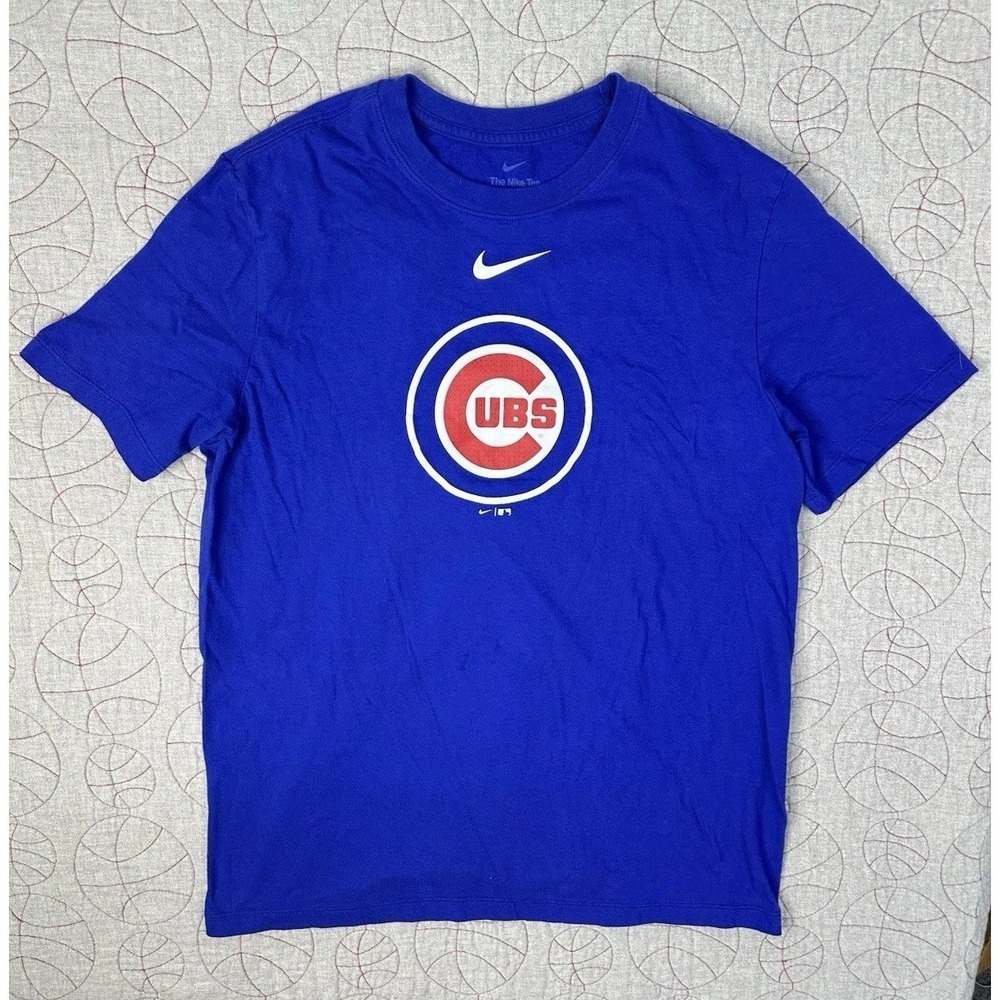Nike Chicago Cubs Logo Performance Dri Fit T Shirt MLB Baseball‎ Blue Size L